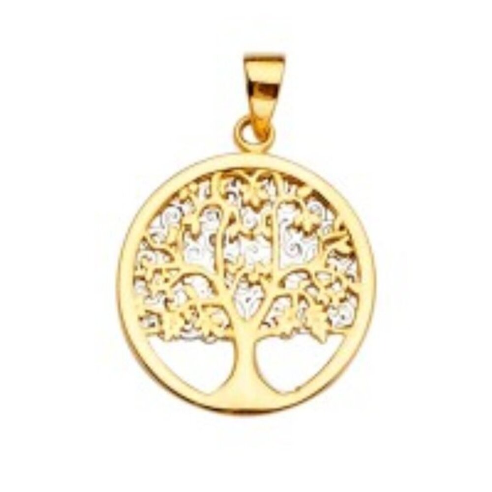 14K Yellow and White Gold Family Tree Pendant